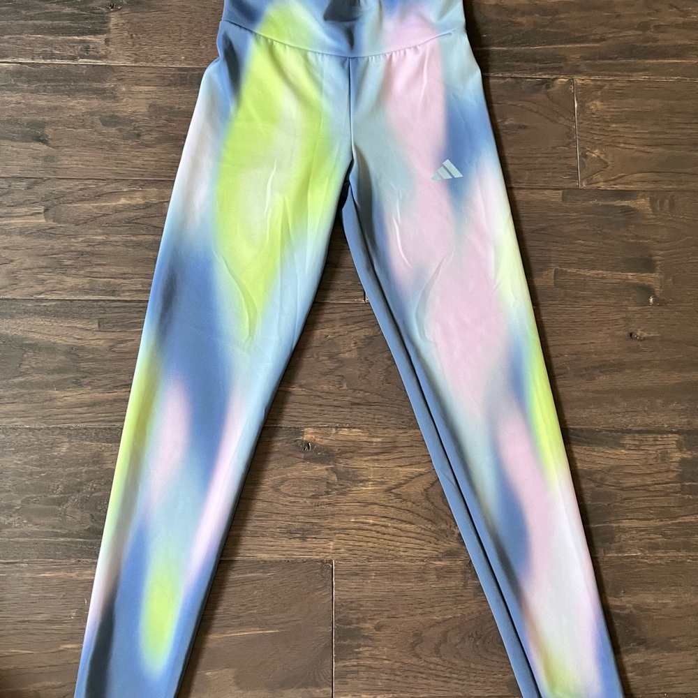 adidas Girls Mid Rise Full Length Leggings Medium - Picture 2 of 3